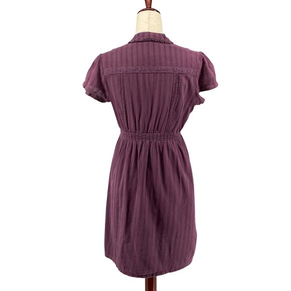 Vintage Fossil Dress Boho Romantic Cottage Womens L Purple Short Sleeve Lined - Picture 3 of 13